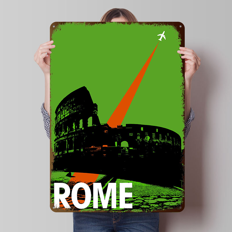 Retro Gaming At Home - Roma viagem cartaz de metal personalizado