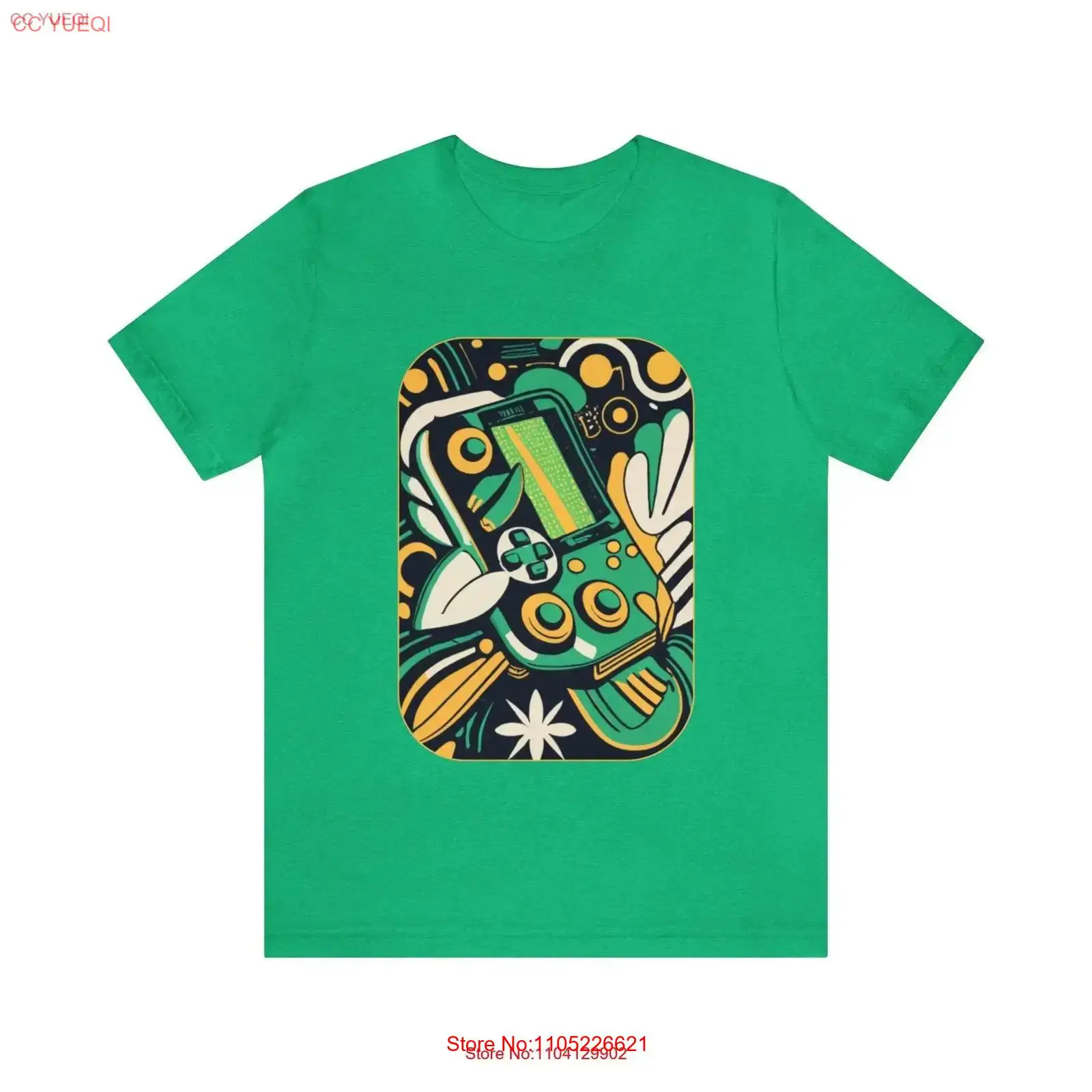 Retro Gaming Jersey - Camiseta verde folhada estilo retrô, console