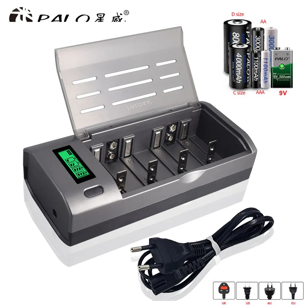 Rechargeable Battery Aa - Carregador Inteligente PALO com Display LCD