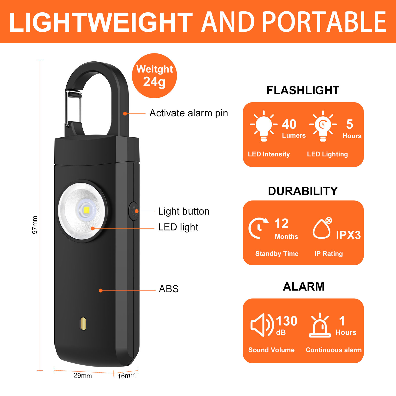 Alarme de autodefesa 130db, al - Rechargeable Battery Aa avaliação e preço